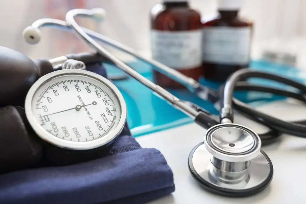 Blood pressure gauge and stethoscope