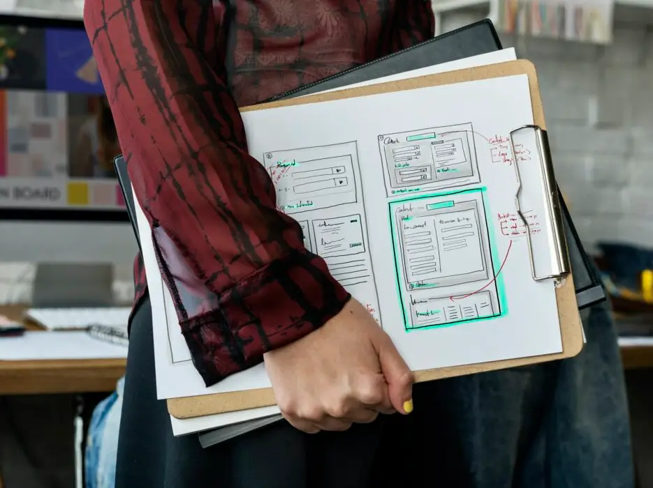 Website development layout sketch drawing